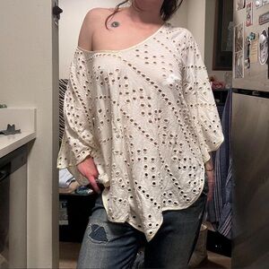 Free People White Eyelet Top